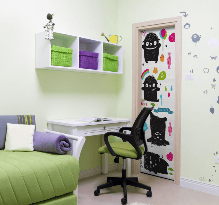 Cute Monster Door Mural-Kids' Stuff-Eazywallz