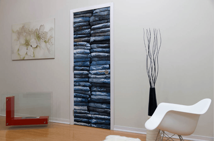 Denim Jean Stack Door Mural-Textures-Eazywallz