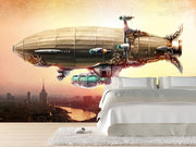 Fantasy airship over a city Wall Mural-Sci-Fi & Fantasy-Eazywallz