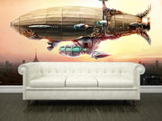 Fantasy airship over a city Wall Mural-Sci-Fi & Fantasy-Eazywallz