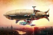 Fantasy airship over a city Wall Mural-Sci-Fi & Fantasy-Eazywallz