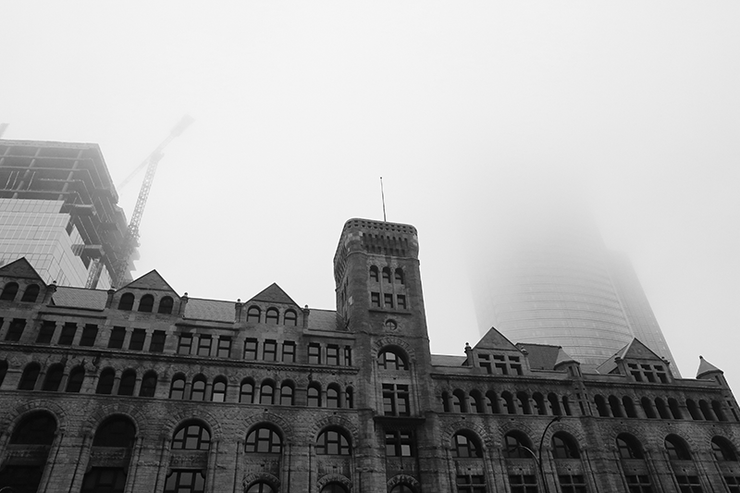 Foggy Montreal Buildings Wall Mural-Buildings & Landmarks-Eazywallz