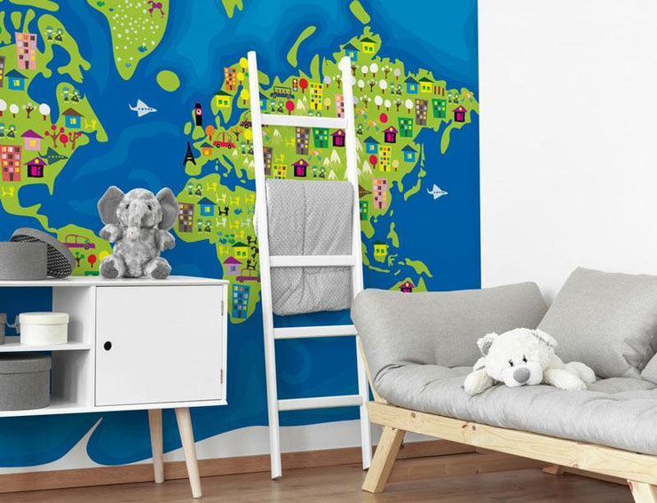 Fun Kids World Map Wall Mural-Kids' Stuff-Eazywallz