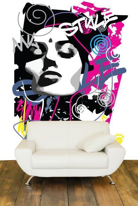 Funky Portrait Wall Mural-Urban,Modern Graphics-Eazywallz