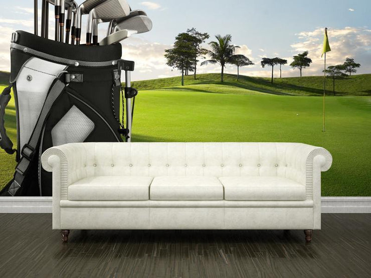 Golf equipment on green Wall Mural-Sports-Eazywallz