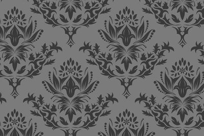 Grey royal damask Wall Mural-Patterns-Eazywallz
