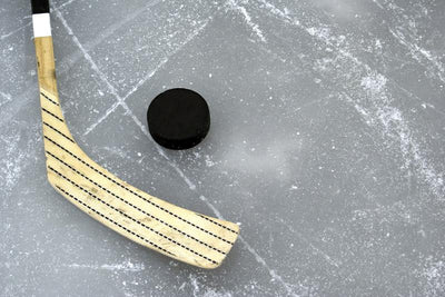 Hockey stick and puck on the ice Wall Mural-Sports-Eazywallz
