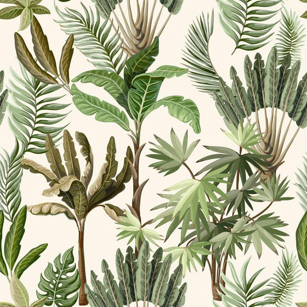 Illustrated Exotic Jungle Removable Wallpaper-wallpaper-Eazywallz