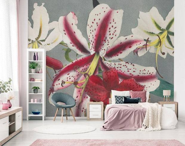 Japanese Flowers Mural Wallpaper-Patterns-Eazywallz