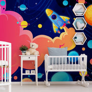 Kids Spaceship Mural Wallpaper-Kids' Stuff-Eazywallz
