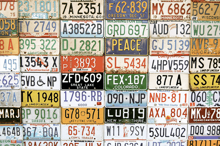 License Plate Collage Wall Mural-Transportation-Eazywallz