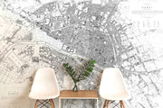 Minimal Map of Paris Wallpaper Mural-Maps-Eazywallz