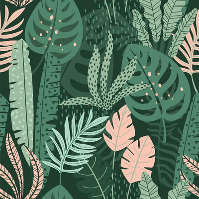 Mixed Jungle Leaves Removable Wallpaper-wallpaper-Eazywallz