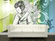 Modern Geisha Wall Mural-Zen,Modern Graphics-Eazywallz