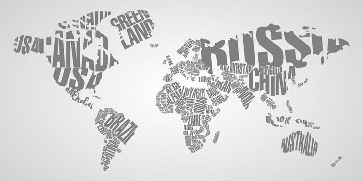 Modern World Map Wall Mural-Black & White,Modern Graphics,Staff Favourite Murals,Maps-Eazywallz