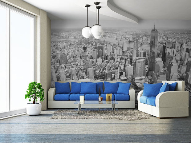 New York City Black and White Skyline Wall Mural-Cityscapes-Eazywallz