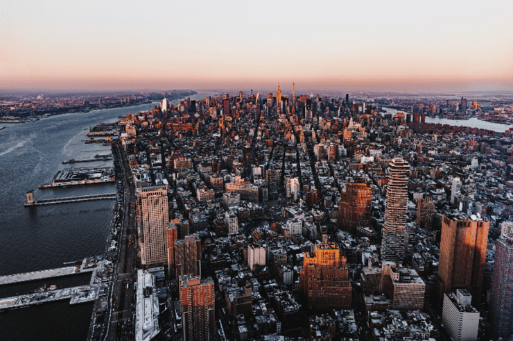 New York Skyline at Dawn Wall Mural-Cityscapes,Featured Category-Eazywallz