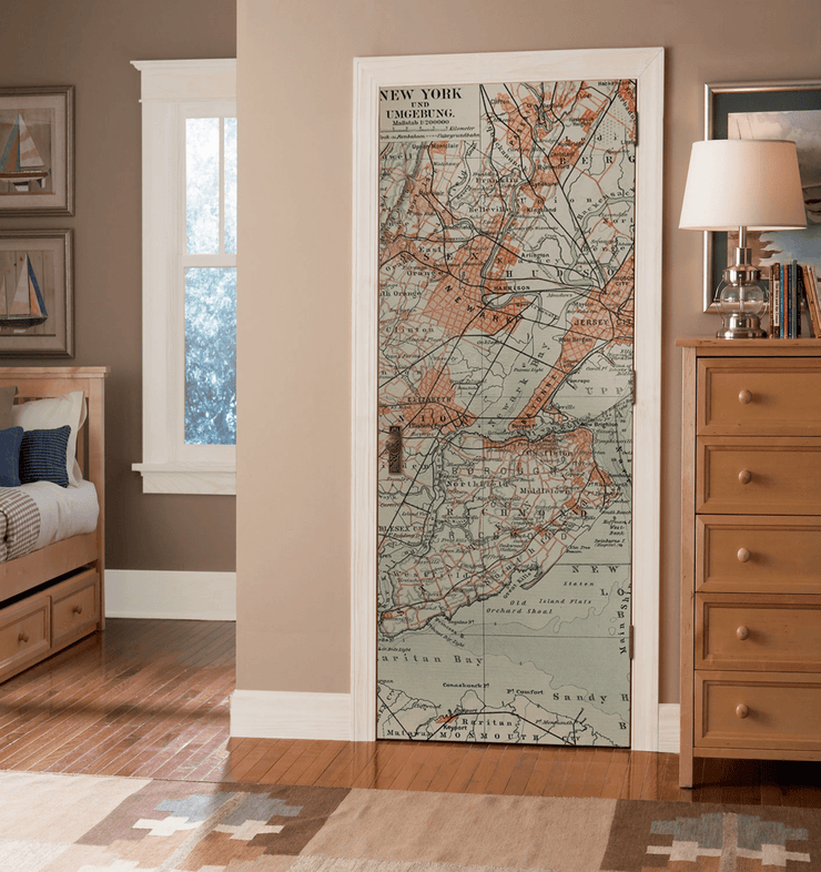 Old NYC Map Door Mural-Urban-Eazywallz