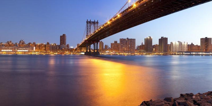 Panoramic Manhattan Bridge at Dawn Wall Mural-Buildings & Landmarks,Cityscapes,Panoramic,Featured Category-Eazywallz