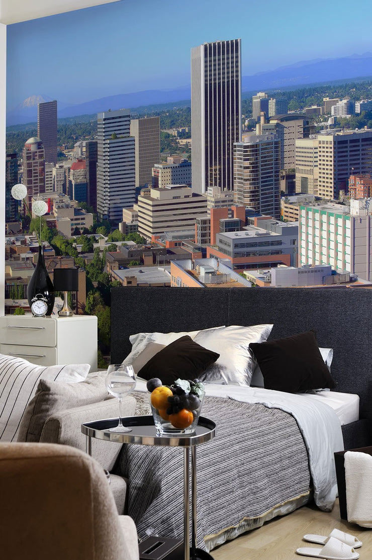 Portland Skyline Wall Mural-Cityscapes-Eazywallz