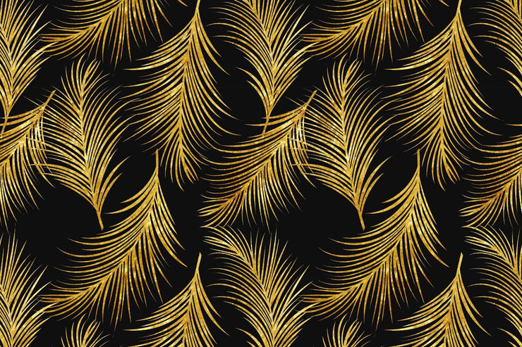 Black and Gold Palm Leaf Wallpaper Mural