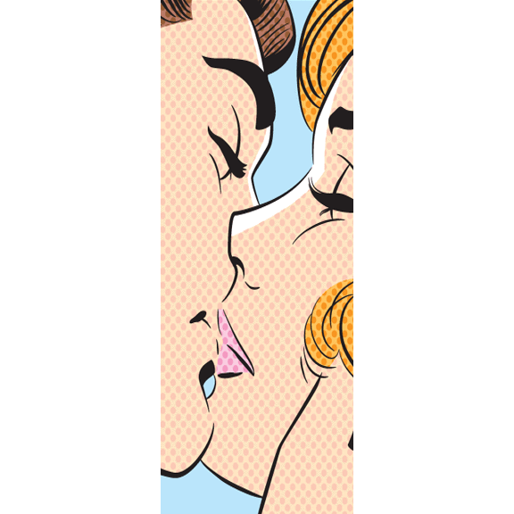 Retro Kissing Couple Door Mural-Vintage-Eazywallz