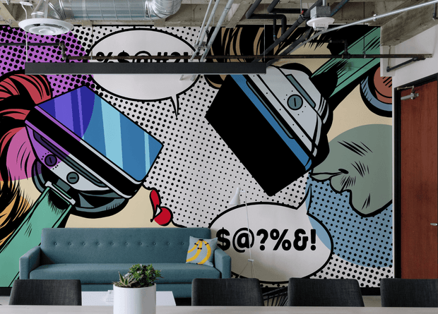 Retro Pop Comic Cyber Love Wall Mural-Urban-Eazywallz