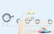 Row of birds in blue Wall Mural-Kids' Stuff,Modern Graphics-Eazywallz