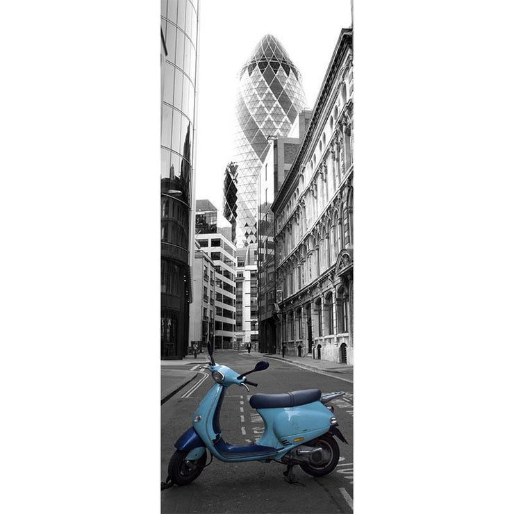 Scooter in London Door Mural-Transportation,Vintage-Eazywallz