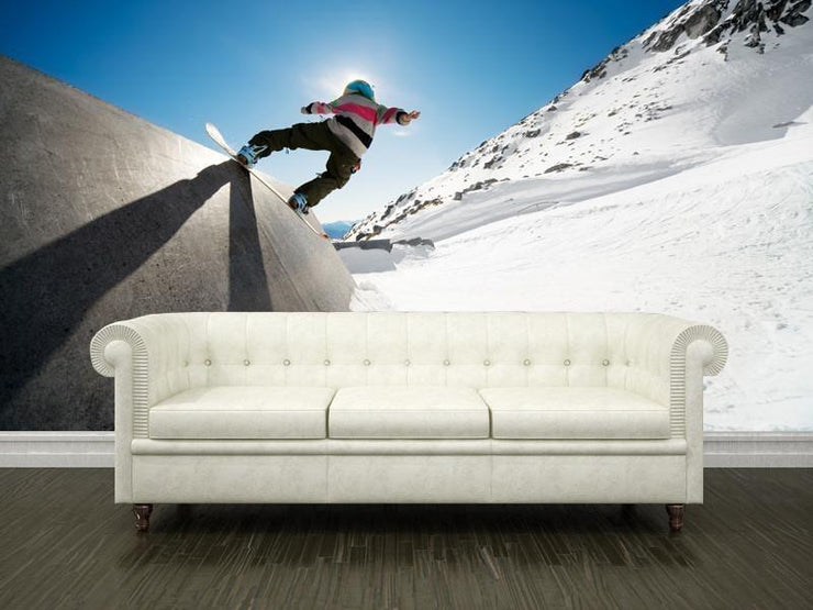 Snowboarder on wall ride Wall Mural-Sports-Eazywallz