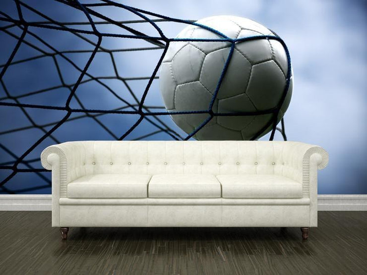 Soccer ball in the goal Wall Mural-Sports-Eazywallz