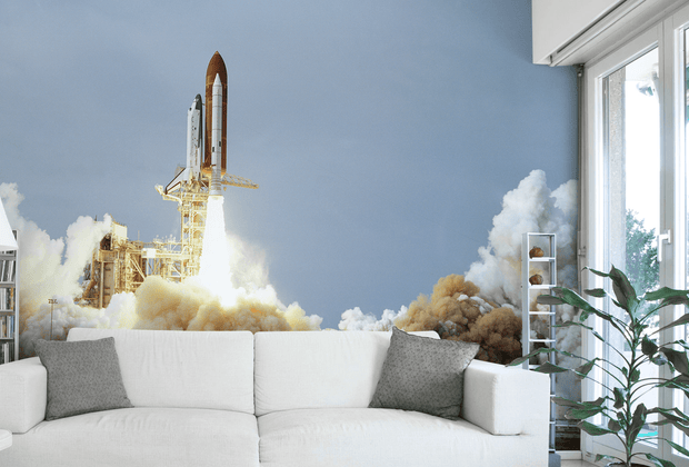 Space Shuttle Takeoff Wall Mural-Abstract,Black & White,Panoramic-Eazywallz