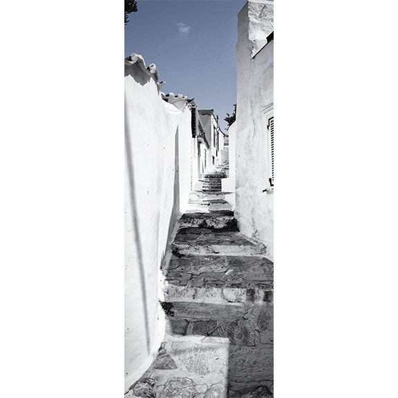 Street in Greece Door Mural-Black & White,Buildings & Landmarks-Eazywallz