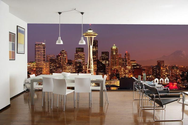 Striking Panorama of Seattle Skyline Wall Mural-Cityscapes,Panoramic-Eazywallz
