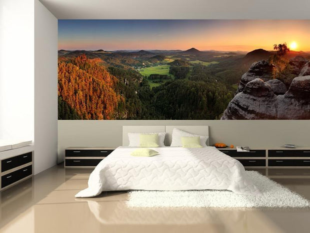 Sunset in Mountain Czech, Switzerland Wall Mural-Landscapes & Nature,Panoramic-Eazywallz