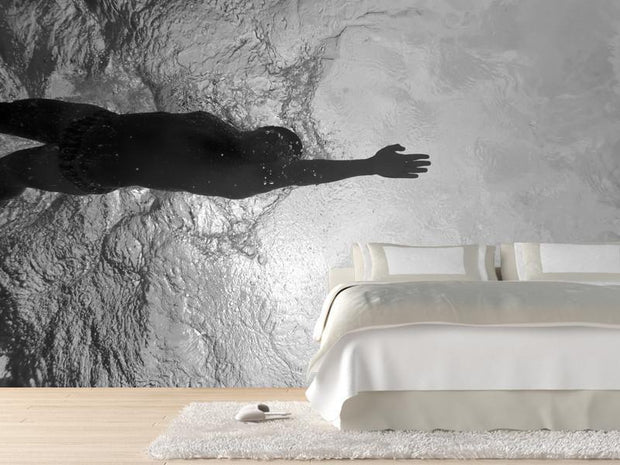 Swimming underwater view Wall Mural-Black & White,Sports-Eazywallz