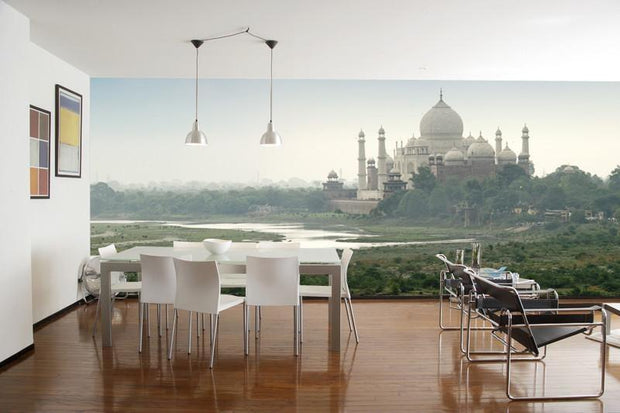 Taj Mahal and Yamuna River Wall Mural-Buildings & Landmarks,Panoramic-Eazywallz