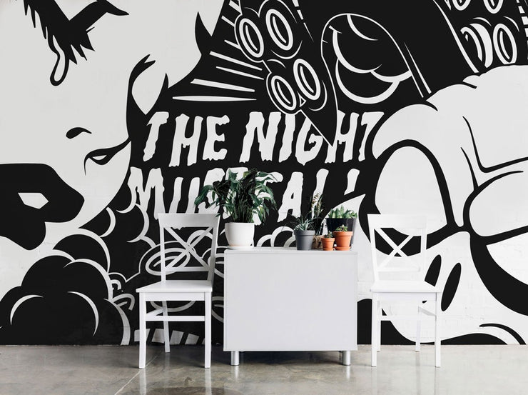 The Night Must Fall Illustration Wallpaper Mural-Urban,Textures,Modern Graphics-Eazywallz