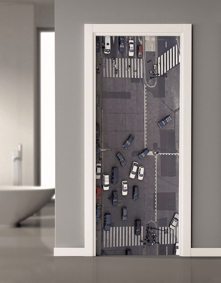 Traffic Intersection Door Mural-Transportation-Eazywallz