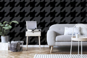 Trendy black houndstooth pattern Wall Mural