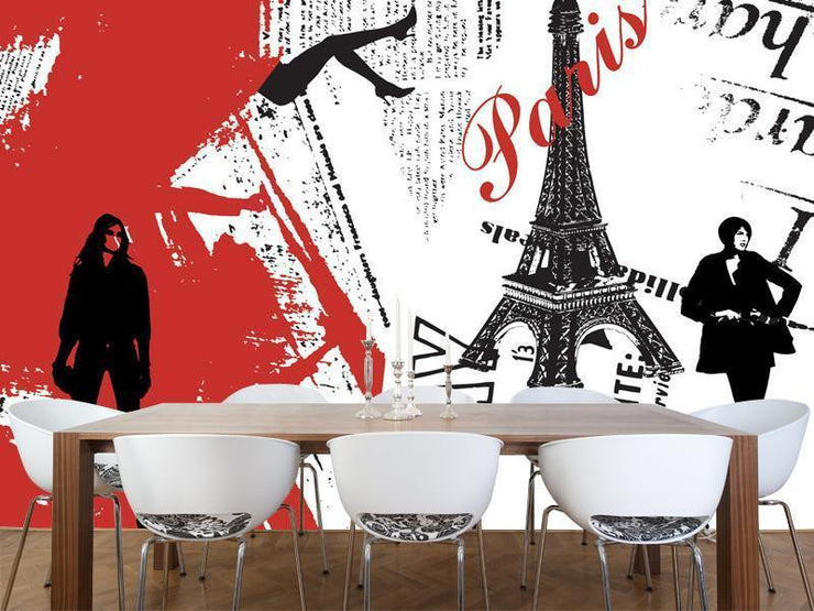 Trendy Paris background Wall Mural-Vintage,Modern Graphics-Eazywallz