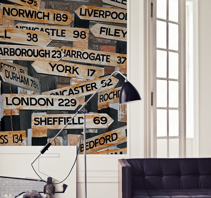 UK Direction Arrows Wall Mural-Urban,Words-Eazywallz