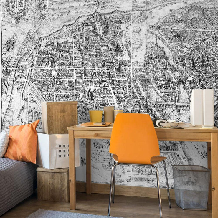Vintage 1615 Map of Paris Wall Mural-Maps-Eazywallz