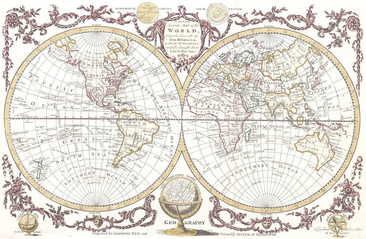 Vintage 1782 World Map Wall Mural-Maps-Eazywallz