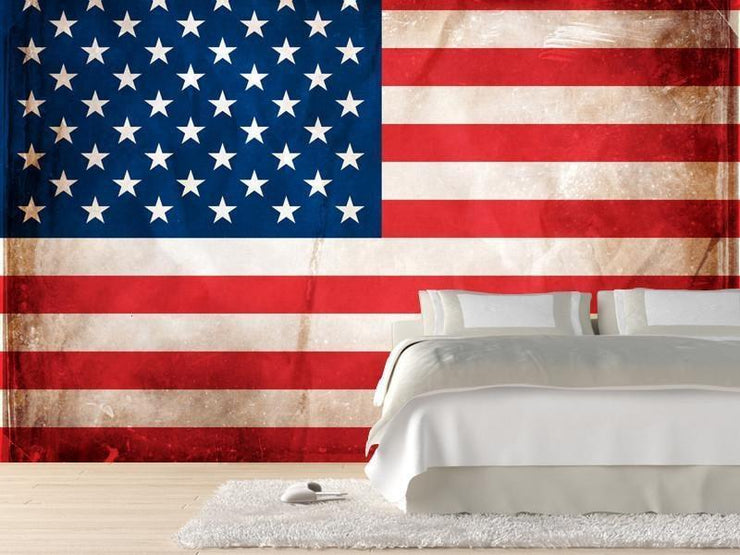 Vintage american flag Wall Mural-Vintage-Eazywallz