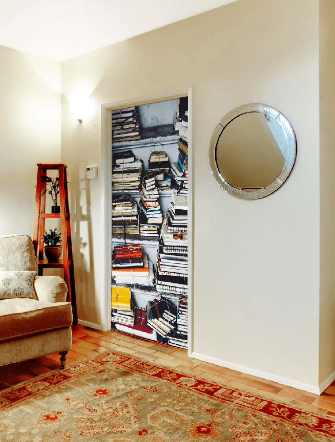 Vintage Book Stack Door Mural Wall Mural-Vintage-Eazywallz