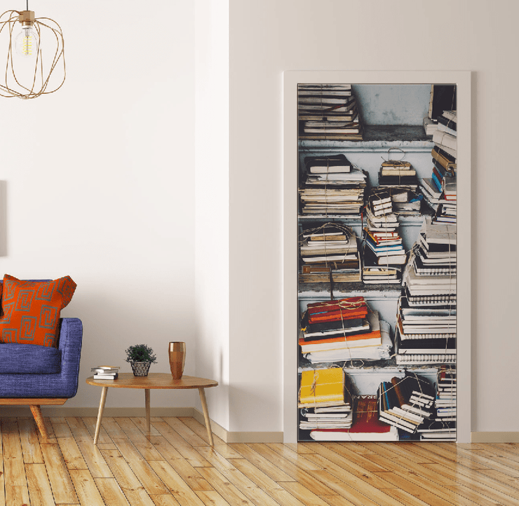 Vintage Book Stack Door Mural Wall Mural-Vintage-Eazywallz