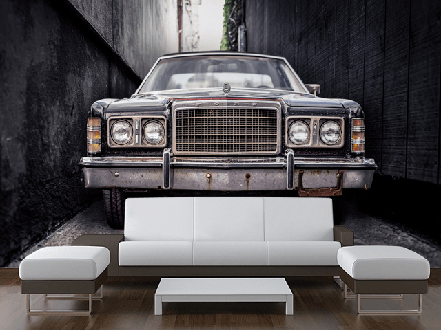 Vintage Car in Alley Wall Mural-Transportation-Eazywallz