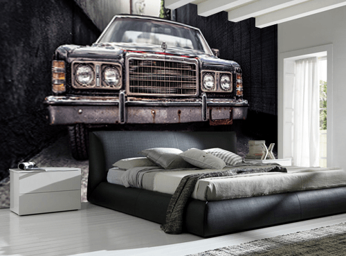 Vintage Car in Alley Wall Mural-Transportation-Eazywallz