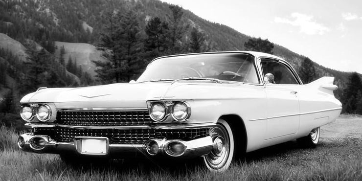 Vintage Car in Black and White Wall Mural-Black & White,Transportation,Vintage-Eazywallz